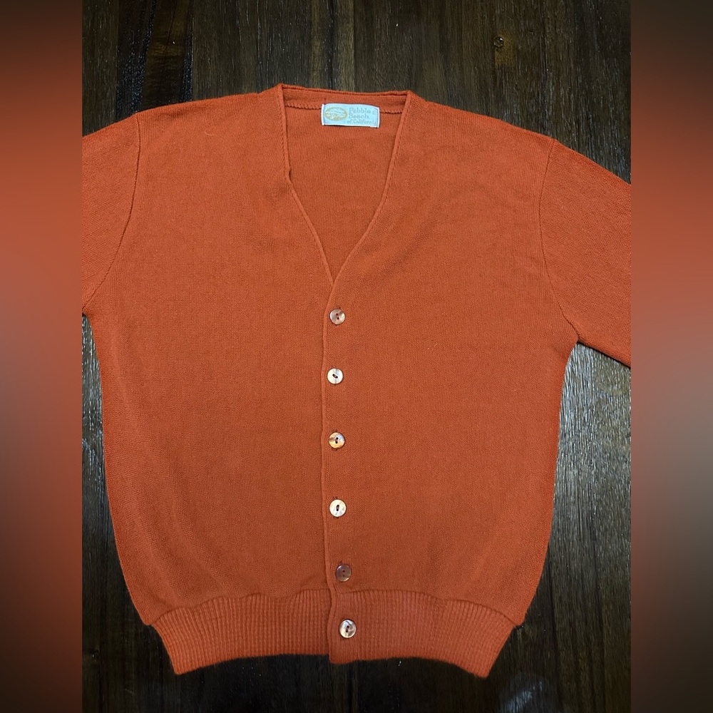 Pebble Beach of California Rust Knit Cardigan size Medium